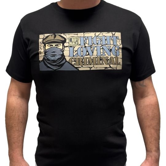 3rd Half Fight Loving Criminal black t-shirt with football casual culture design and masked terrace character